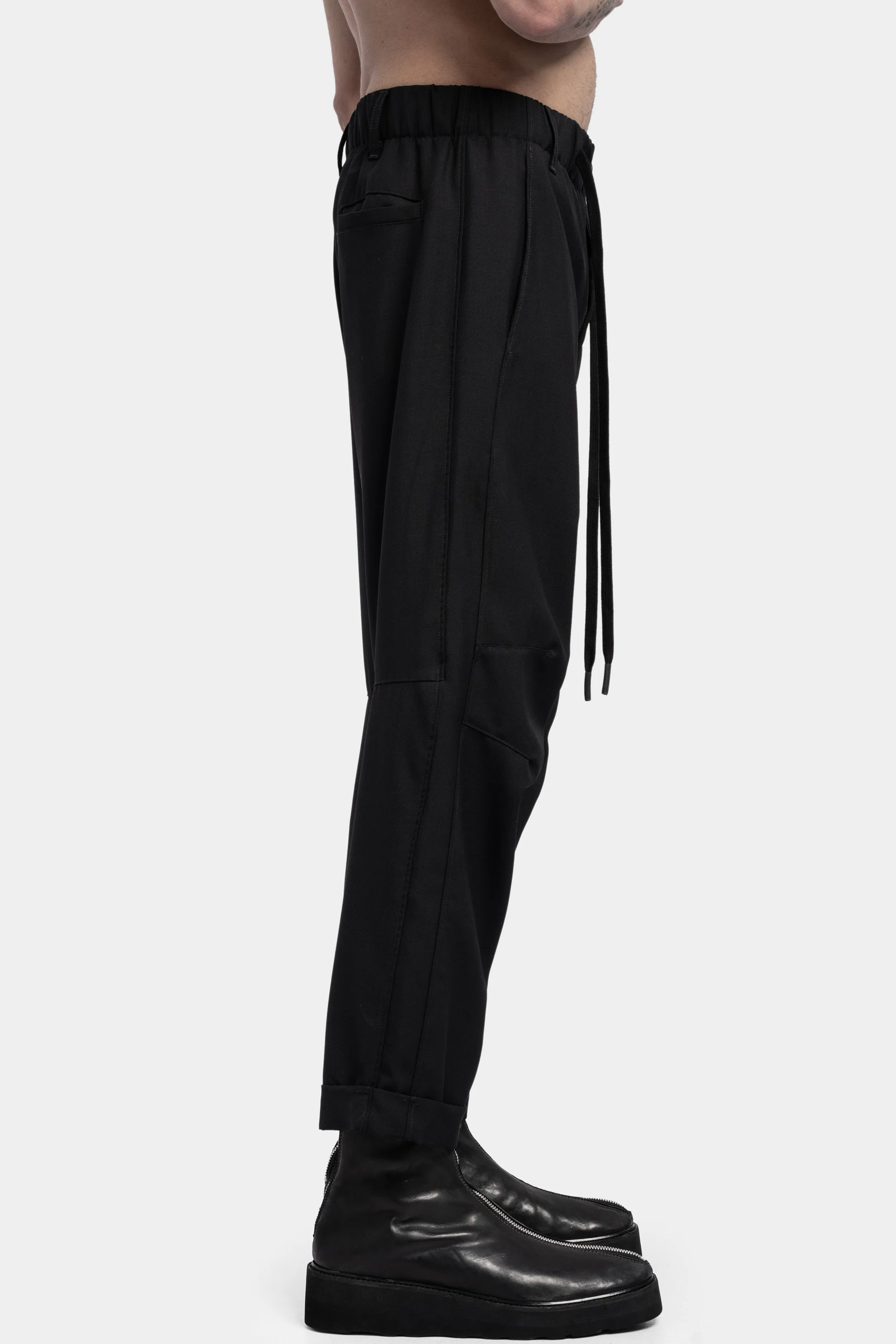 Cropped wool drawstring pants