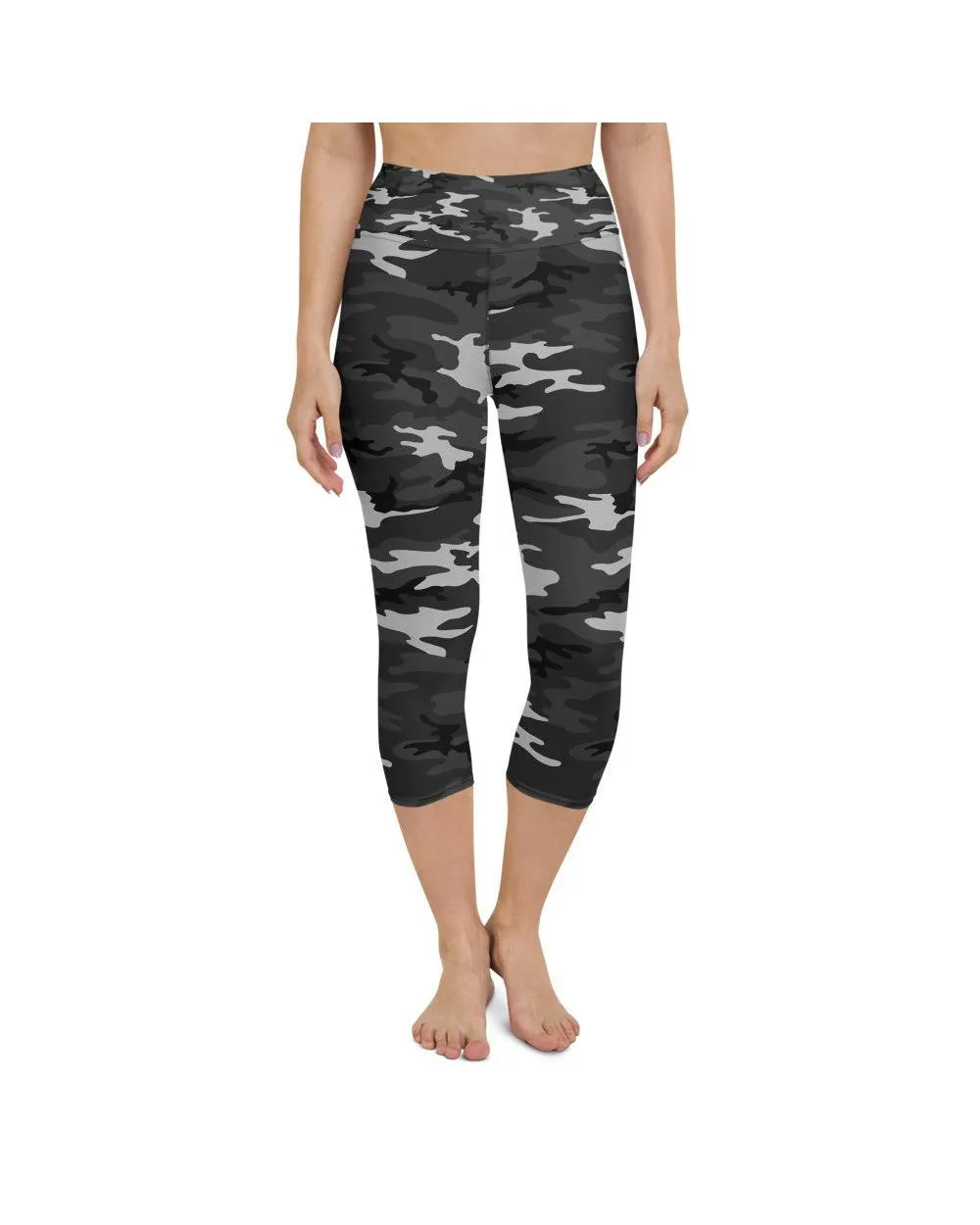 Dark Grey Camo Yoga Capris