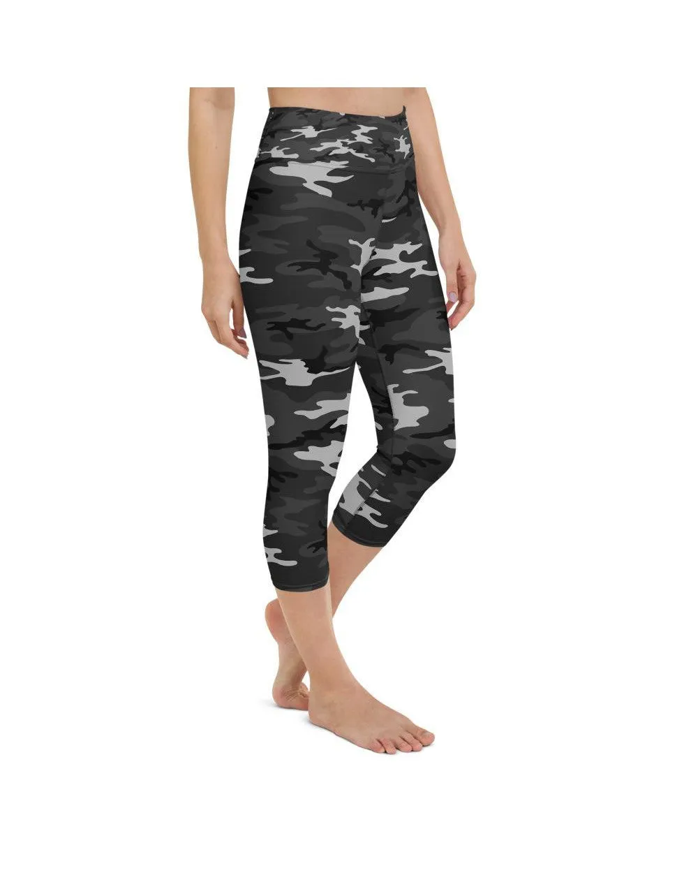 Dark Grey Camo Yoga Capris