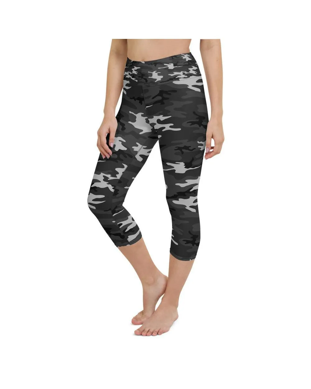 Dark Grey Camo Yoga Capris