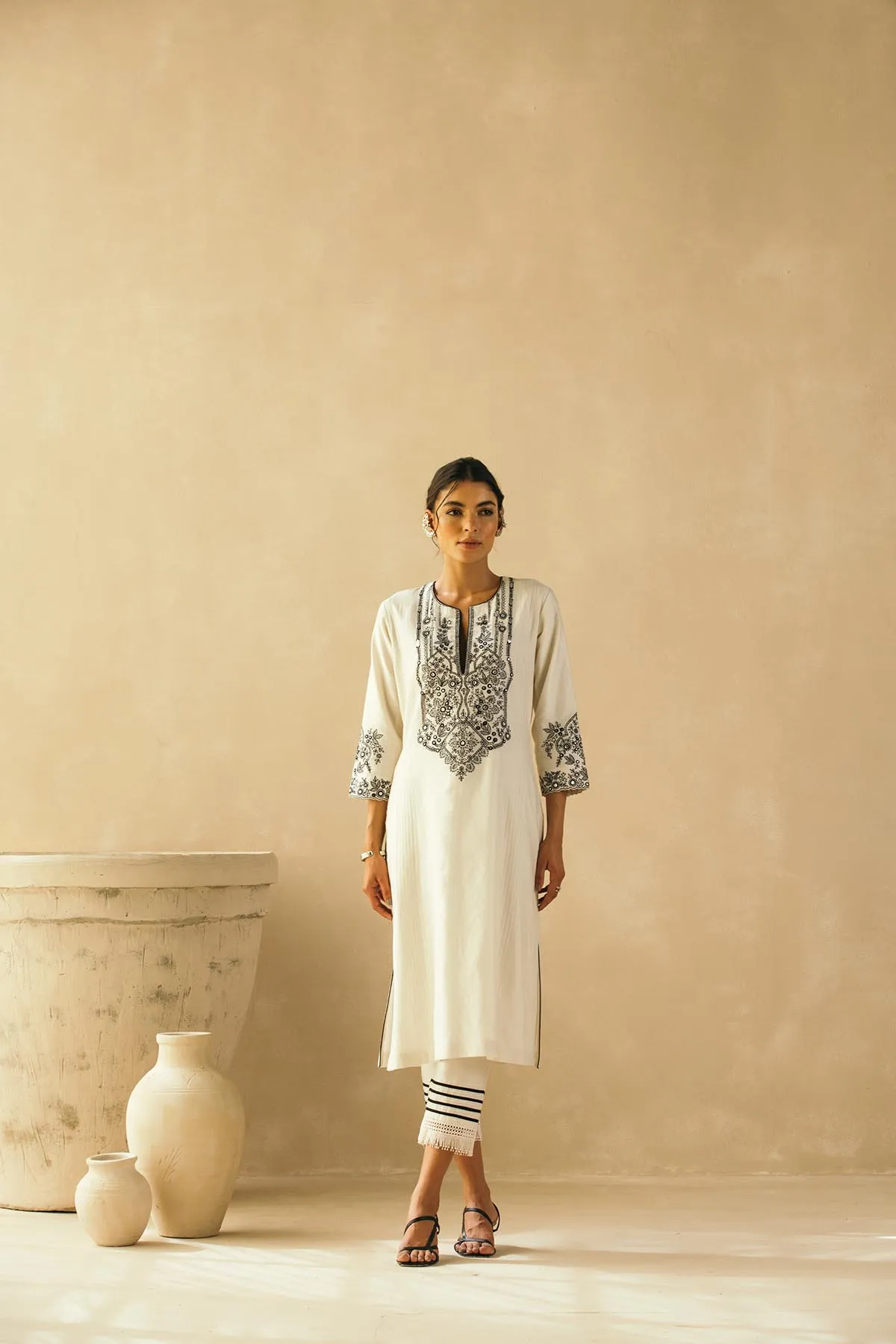 Ebony & Ivory Trellis Kurta Set