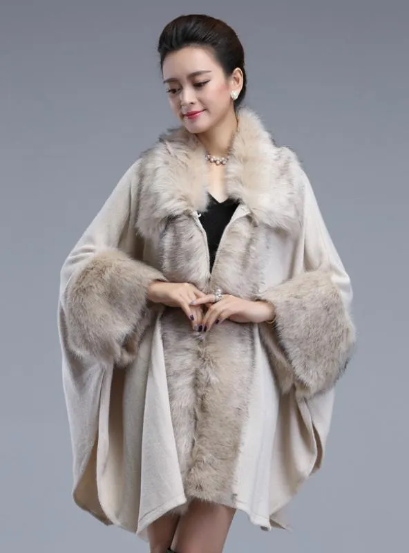 FUR SHAWL COAT KNITTED CARDIGAN SHAWL CLOAK