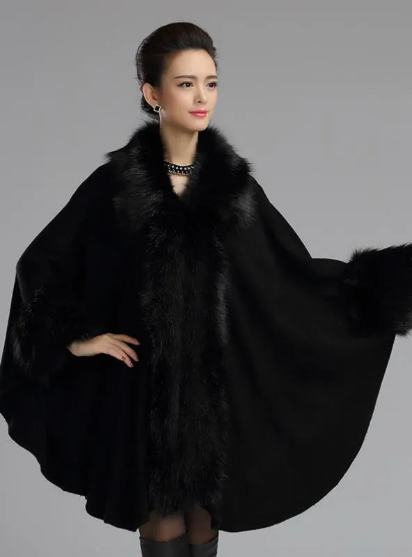 FUR SHAWL COAT KNITTED CARDIGAN SHAWL CLOAK