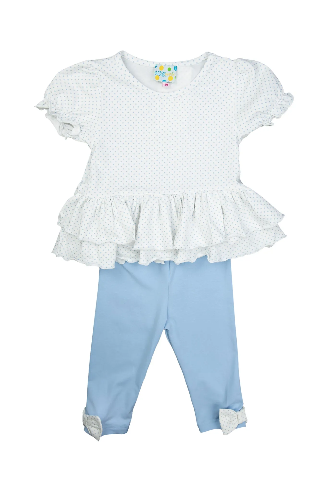 Girls Blue Bow Pants Set