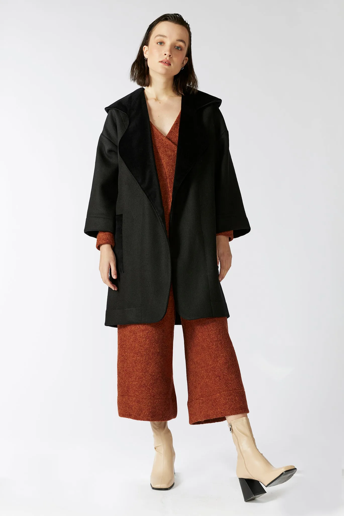 GLAZE COAT [ Black Wool, Velvet ]