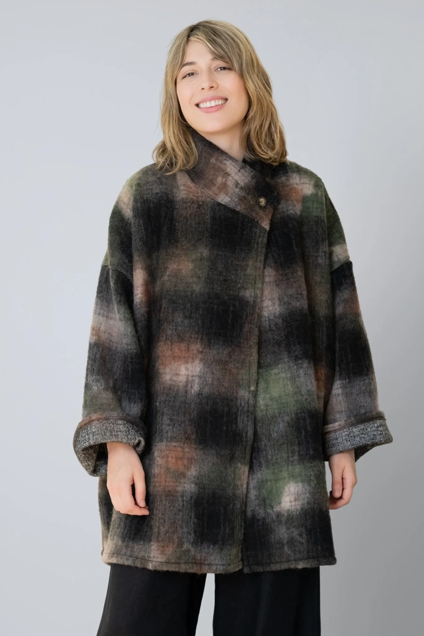 Stylish Gretchen Plaid Wool Coat