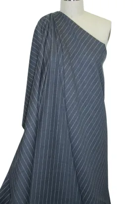 Italian Novelty Wool Pinstripe - White on Bankers Gray