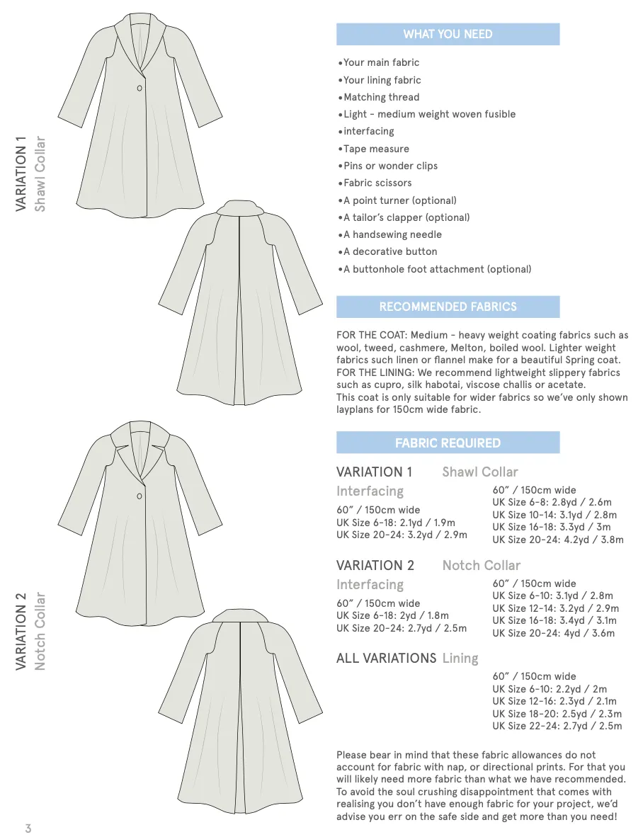 Juliet Coat - PDF Sewing Pattern