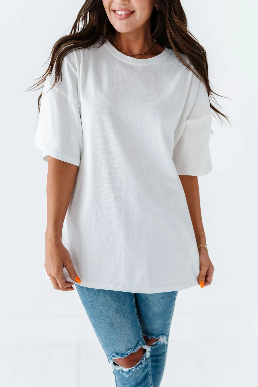 Lisa Oversized Boyfriend Tee in Off White