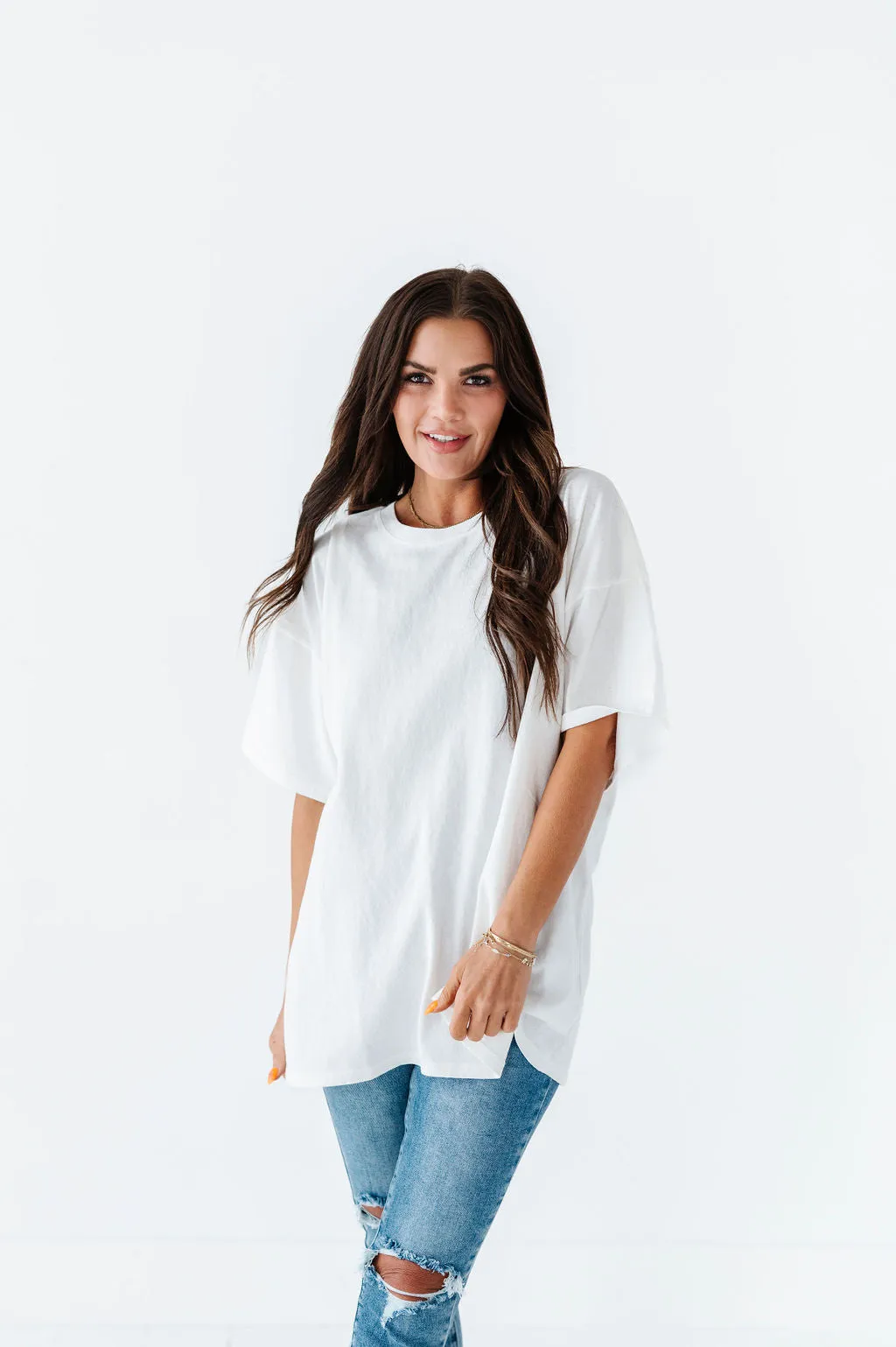 Lisa Oversized Boyfriend Tee in Off White