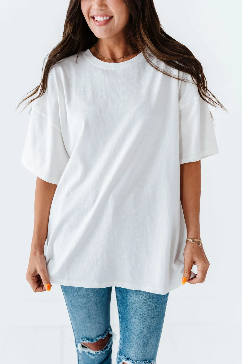 Lisa Oversized Boyfriend Tee in Off White