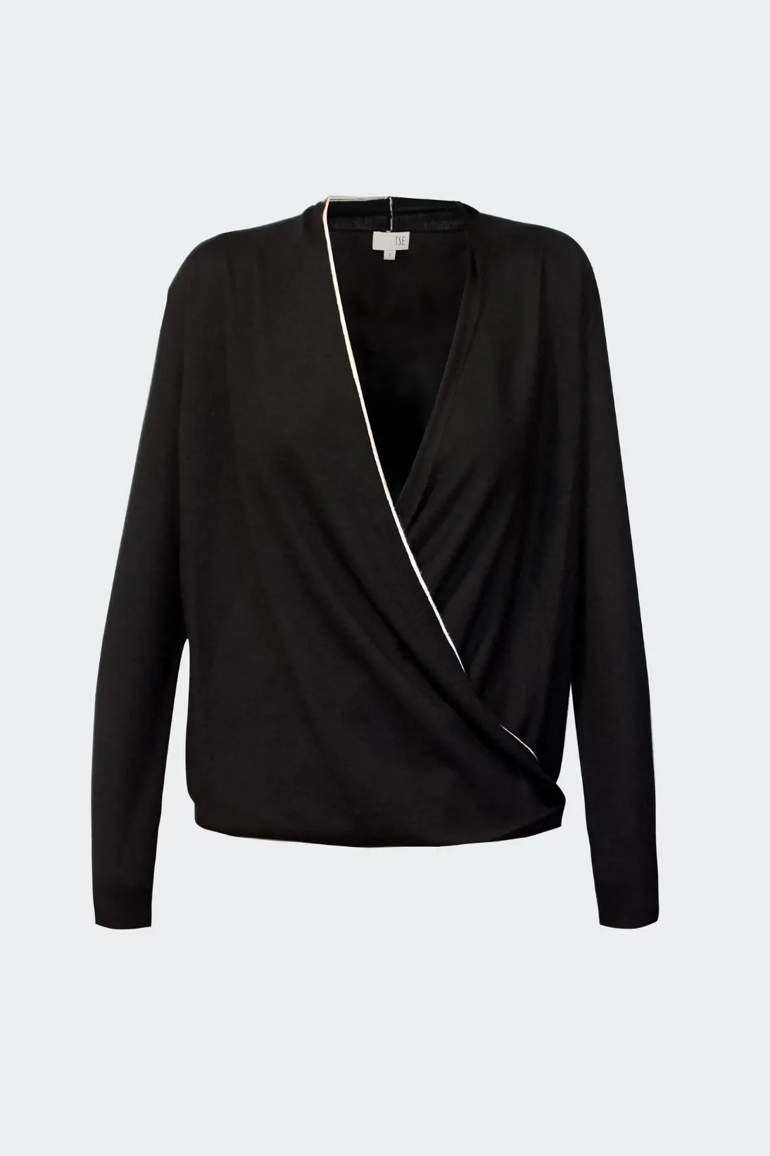 L/S DRAPE TOP W/ TIPPING