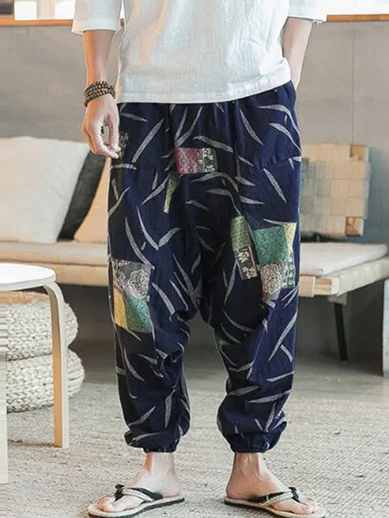 Men's Vintage Print Harem Pants SKU887562