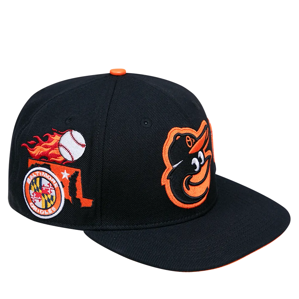 MLB BALTIMORE ORIOLES HOMETOWN WOOL UNISEX SNAPBACK HAT (BLACK)