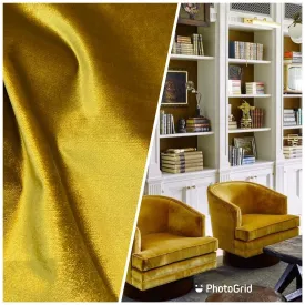 NEW Designer Made In Belgium Upholstery Velvet Fabric- Mustard Yellow