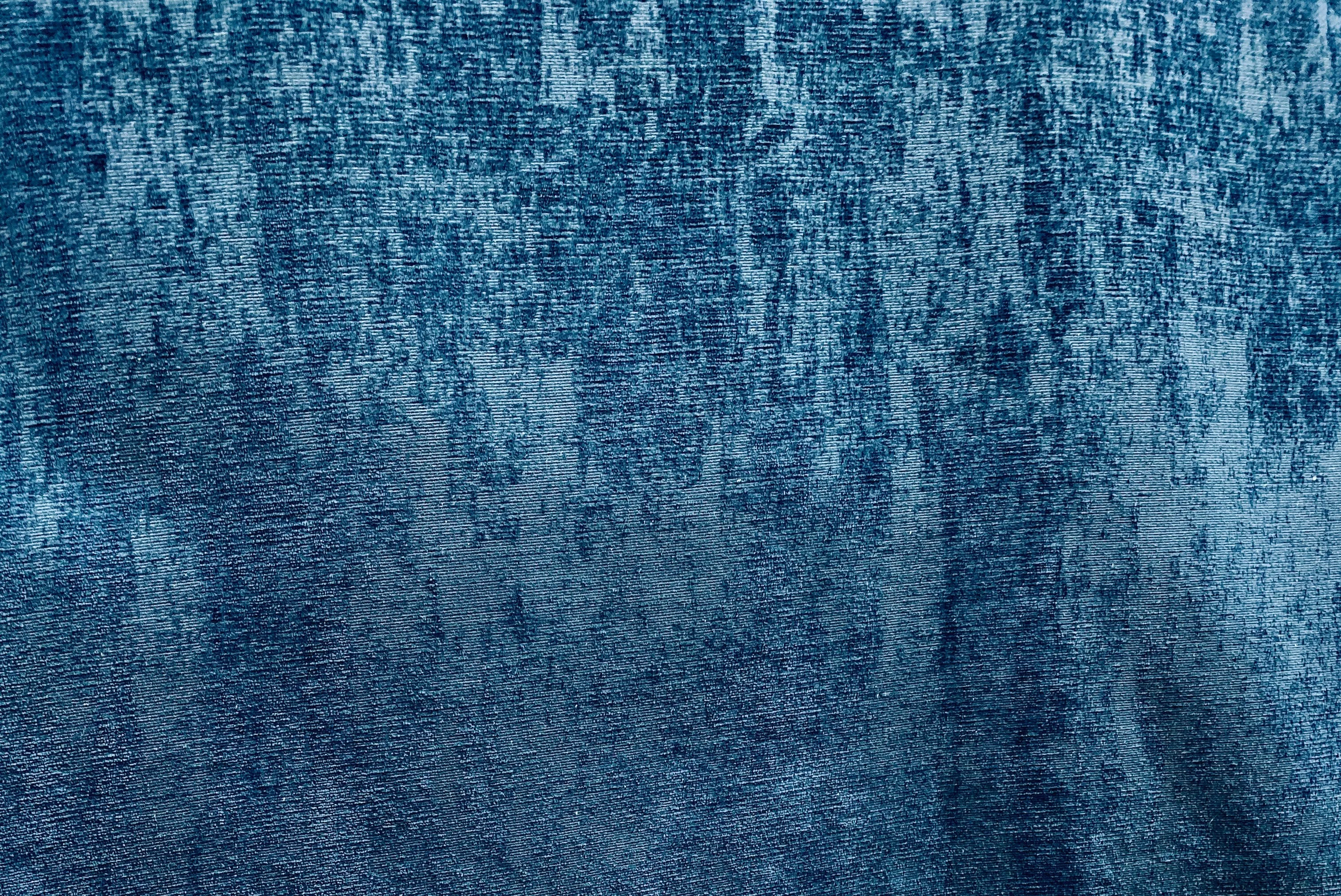 NEW Designer Textured Chenille Velvet Upholstery Fabric - Blue