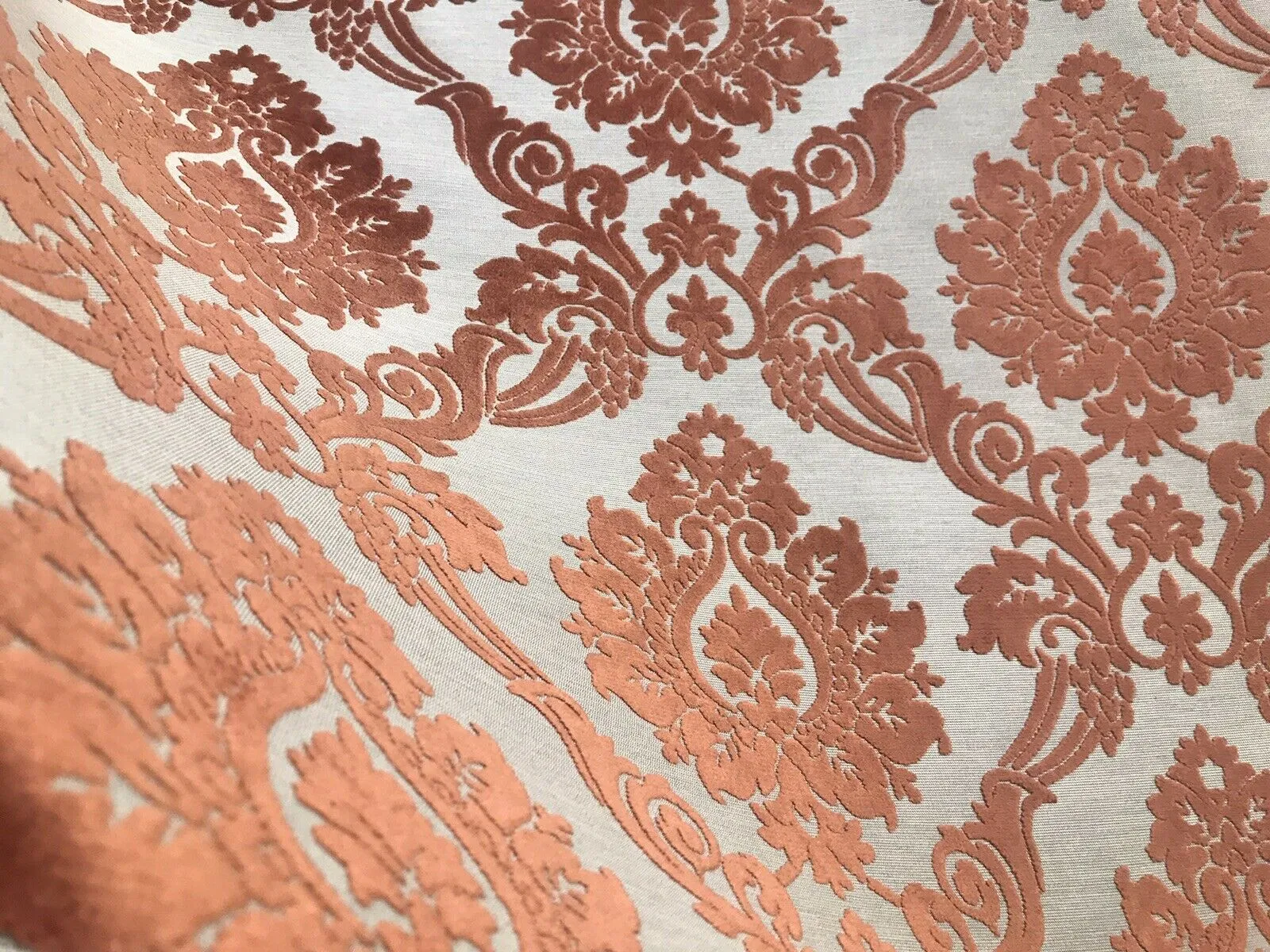 NEW Duke Raphael Designer Velvet Chenille Burnout Medallion Upholstery Fabric - Orange