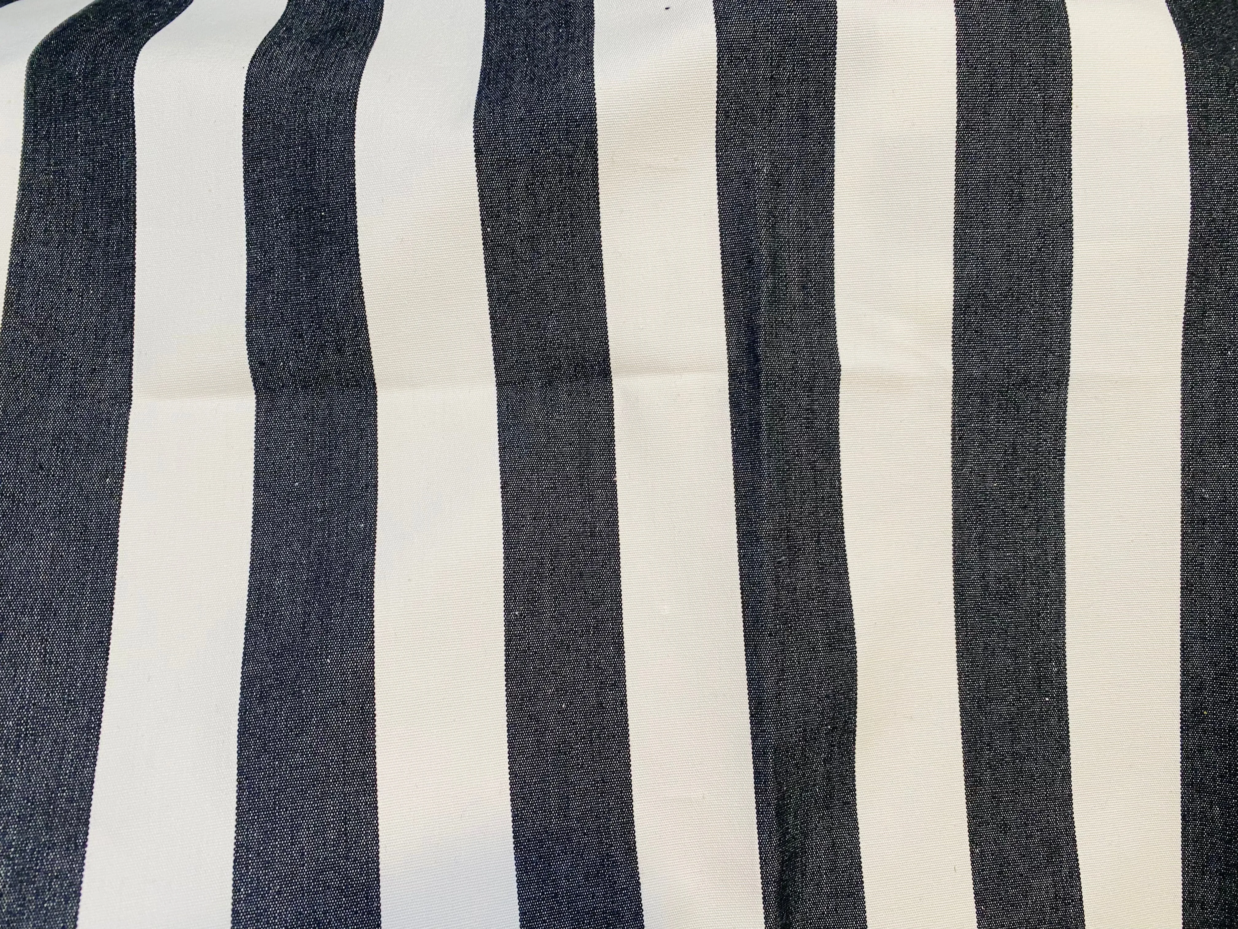 NEW Lady Jacqueline 100% Cotton Decorating Fabric - 1.5” Black And White Stripes - Upholstery 55” Wide