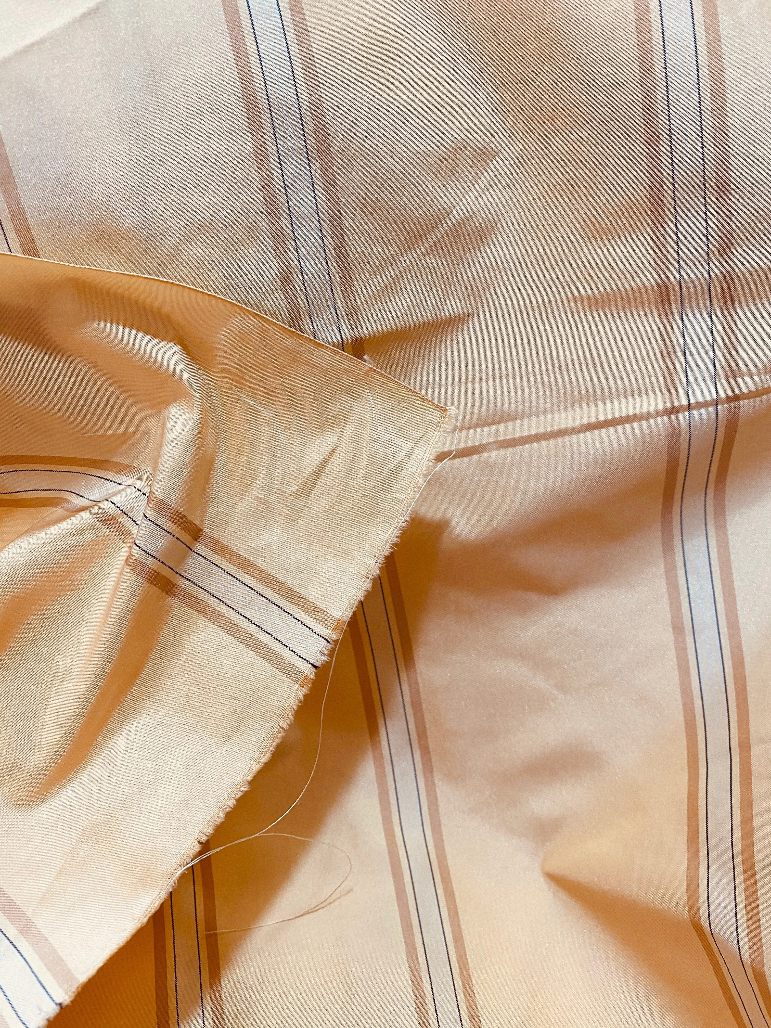 NEW Princess Stella Designer 100% Silk Taffeta Fabric in Peach & Cream