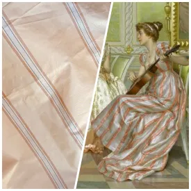 NEW Princess Stella Designer 100% Silk Taffeta Fabric in Peach & Cream