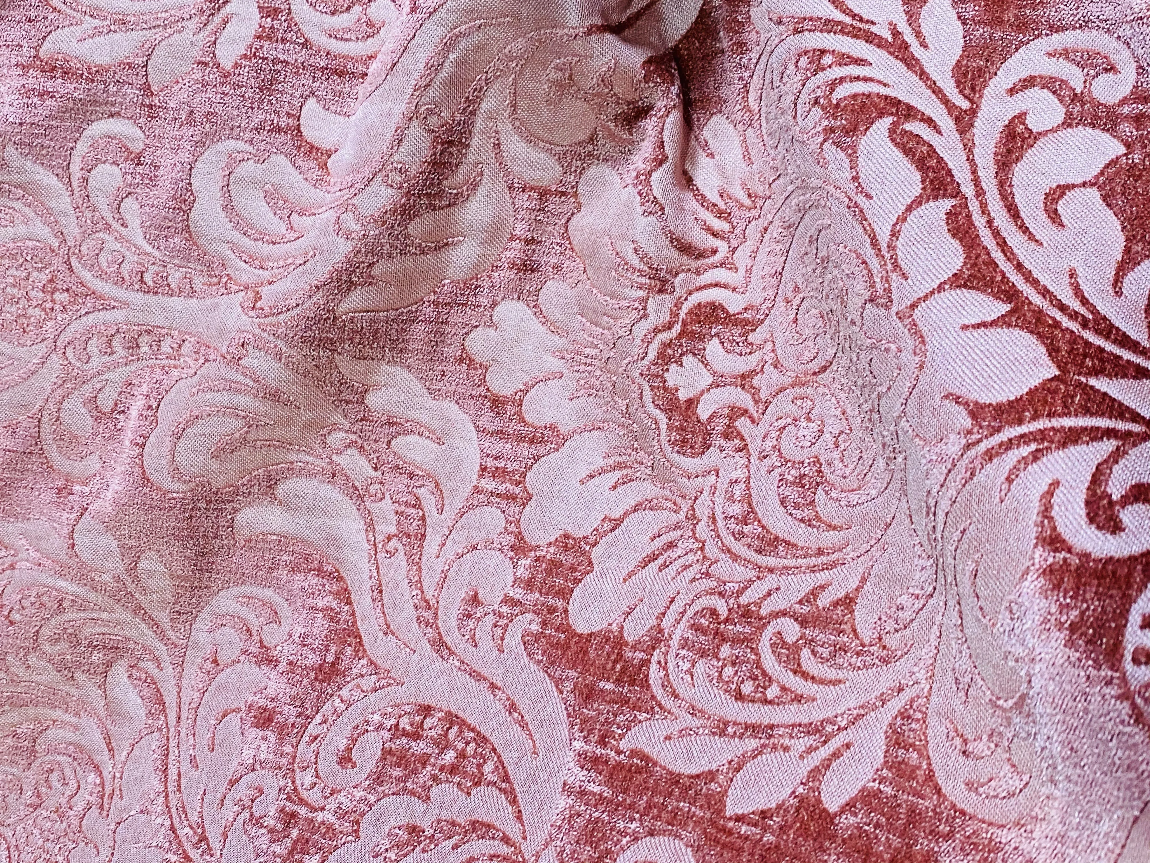 NEW Queen Isabella Designer Medallion Burnout Chenille Velvet Fabric Rose Pink