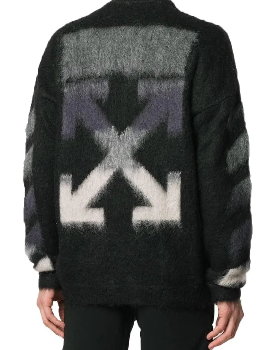 Off-White c/o Virgil Abloh Intarsia Mohair-blend Sweater in Black