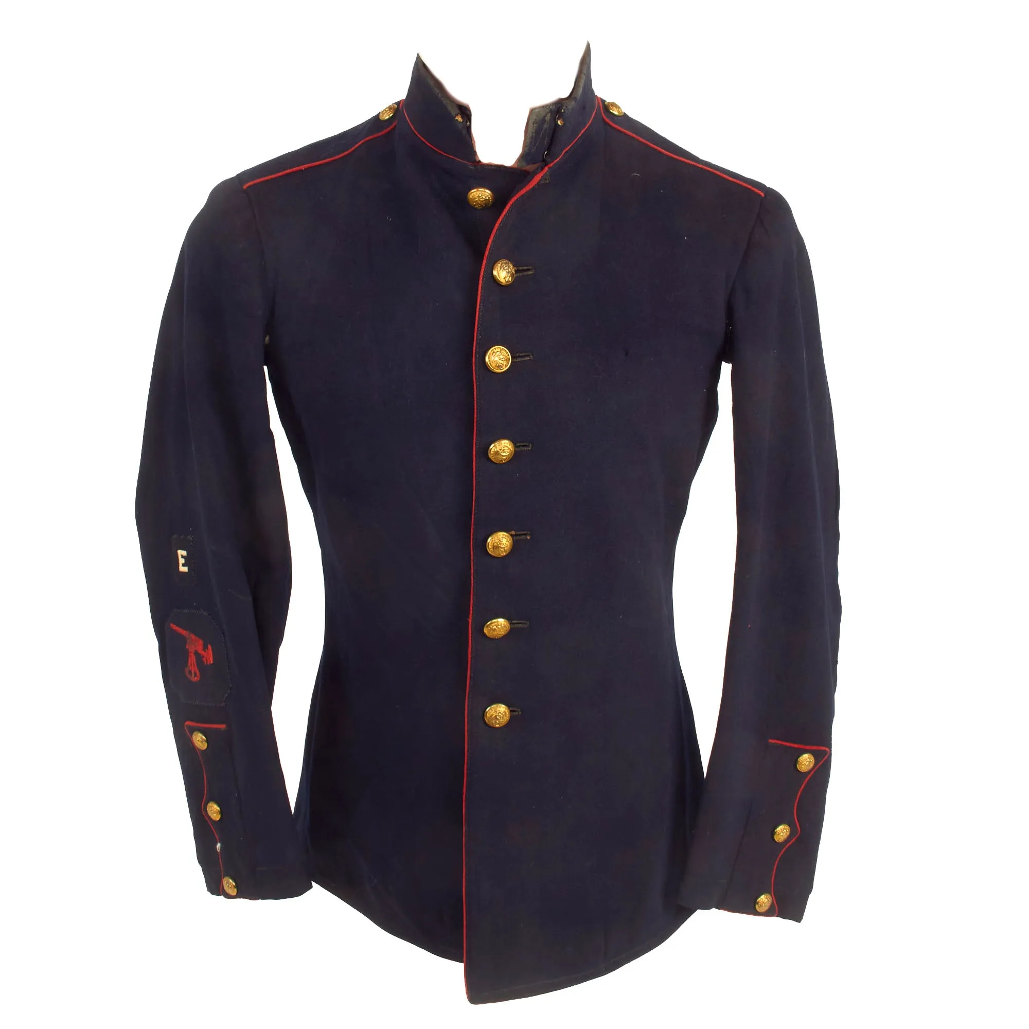 Original U.S. Pre WWI Era Ship’s Detachment US Marine Corps Dress Blues Coat With Gunner Pointer First Class Sleeve Insignia