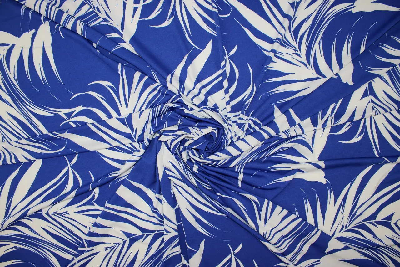 Palm Leaf Impressions ITY - Royal Blue/White