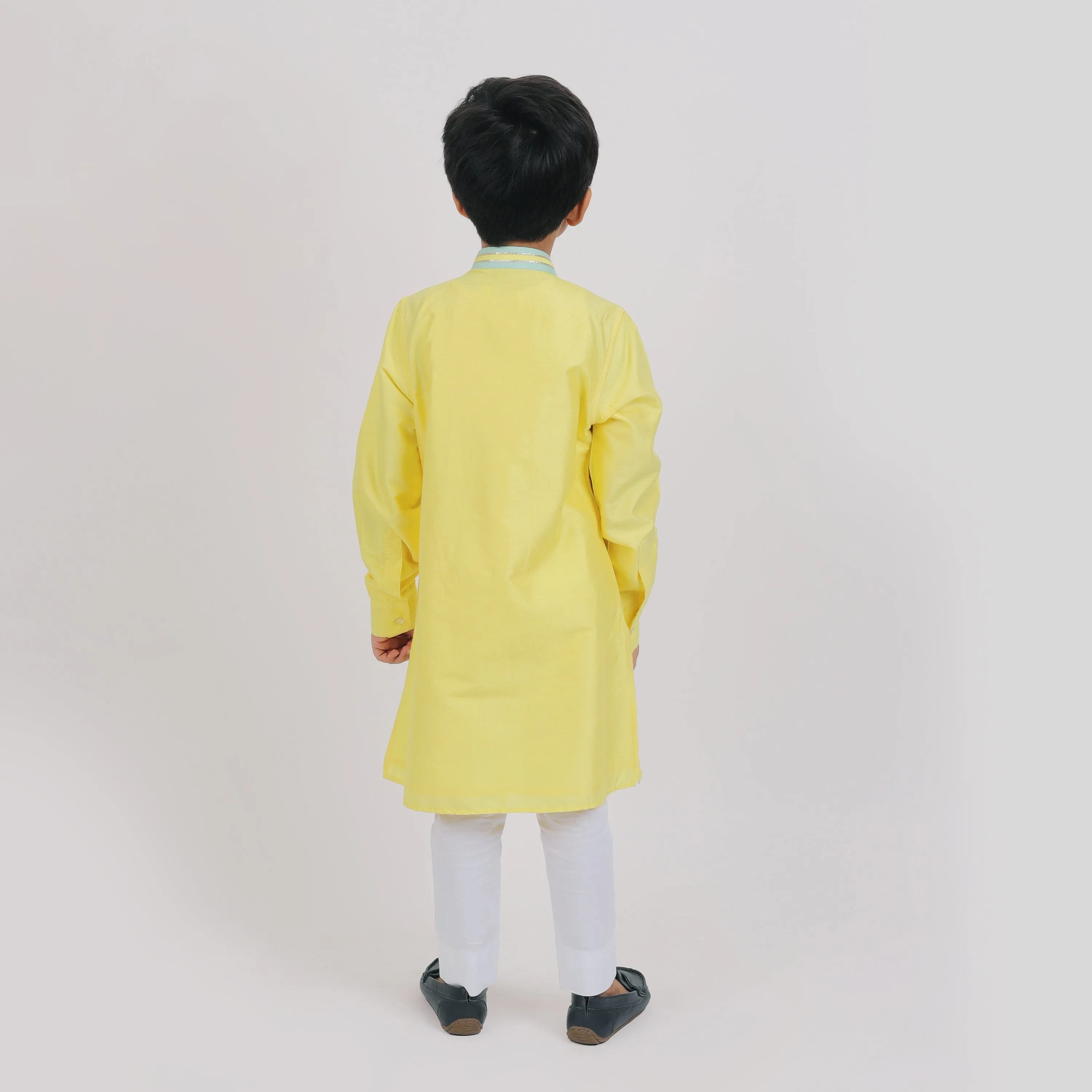 Pre-Order : YELLOW KURTA WITH WHITE PANTS for Boys