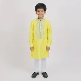 Pre-Order : YELLOW KURTA WITH WHITE PANTS for Boys