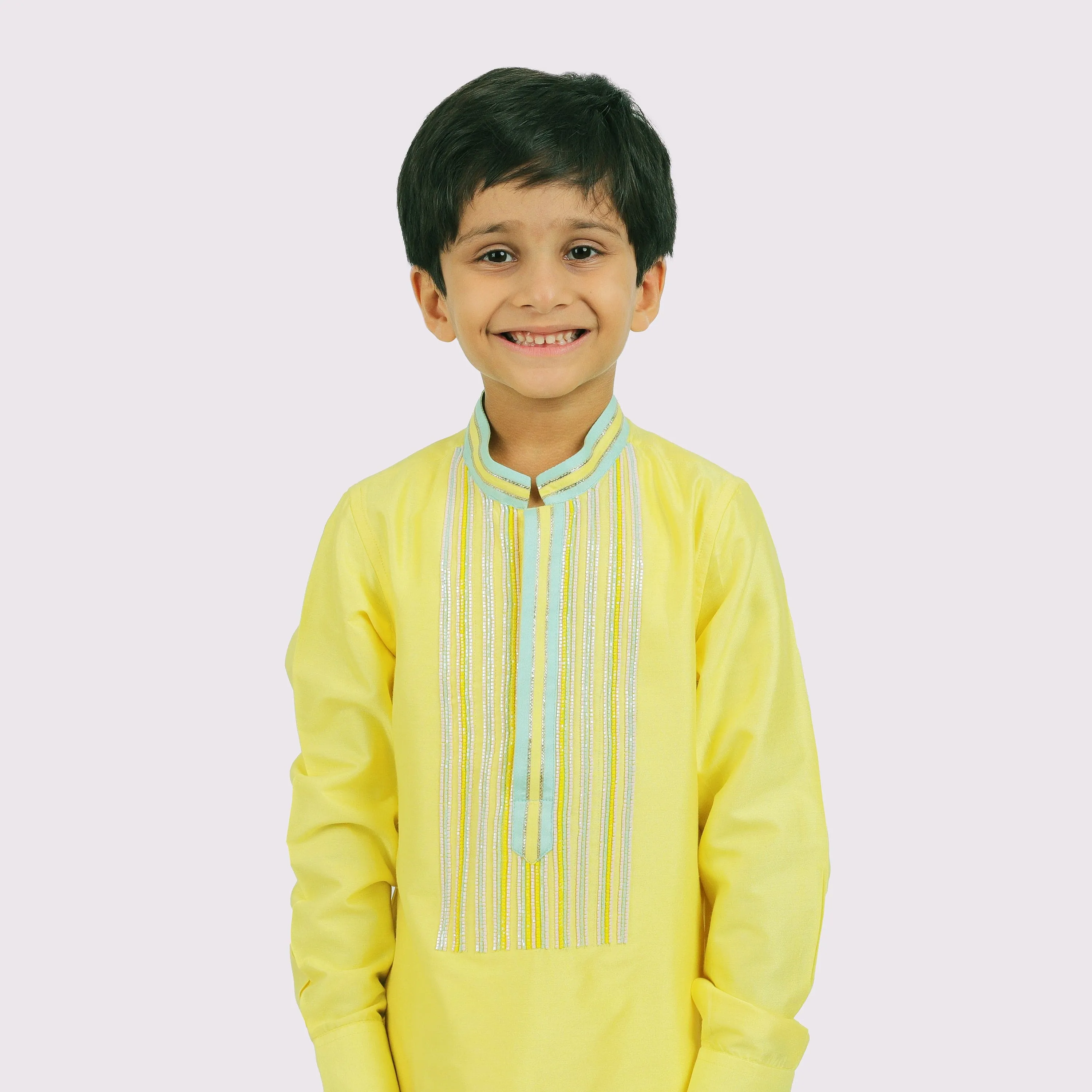 Pre-Order : YELLOW KURTA WITH WHITE PANTS for Boys