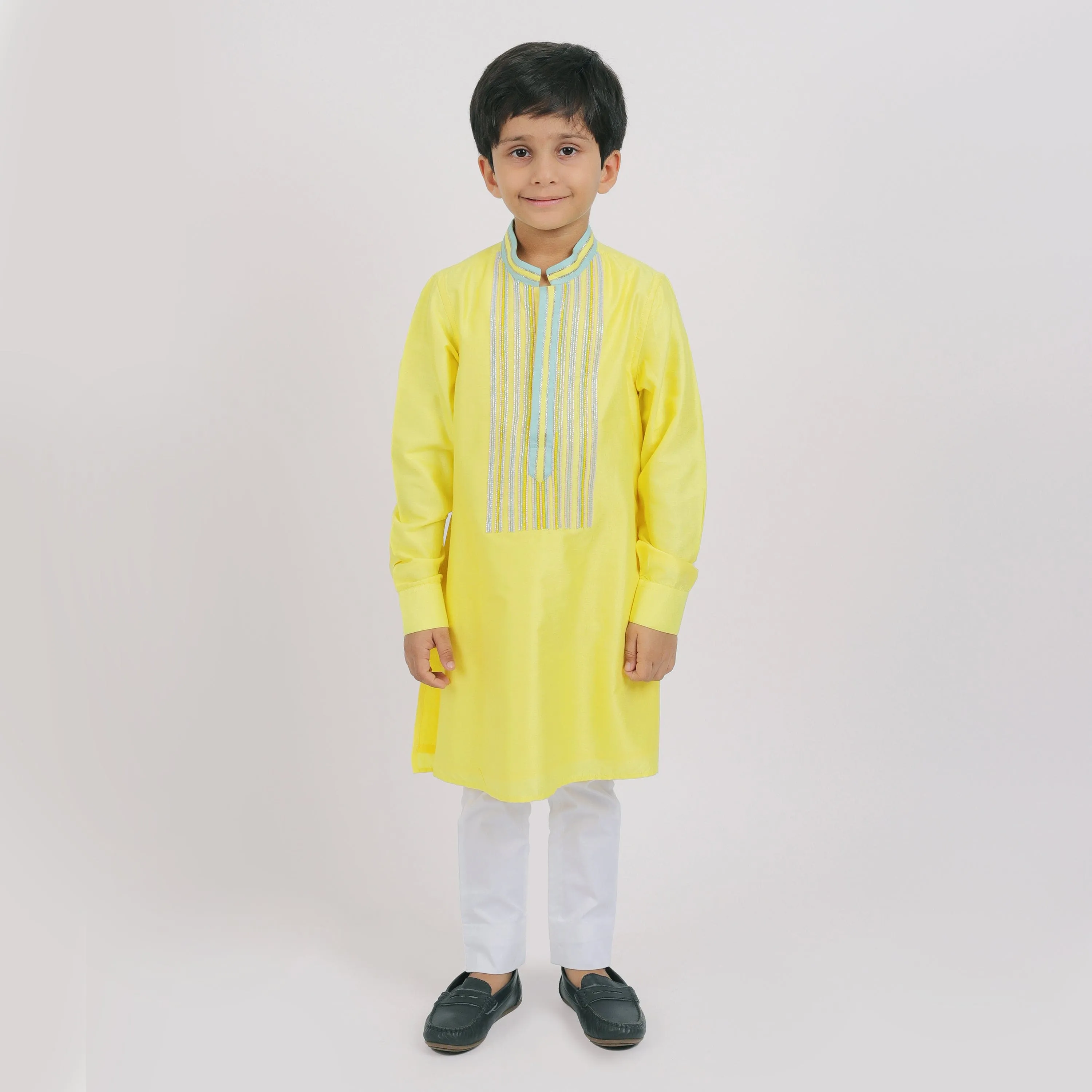 Pre-Order : YELLOW KURTA WITH WHITE PANTS for Boys