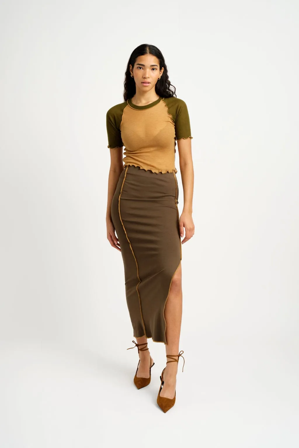 Ruth Tee Camel Green