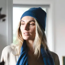 Saga Cashmere Beanie - Indigo