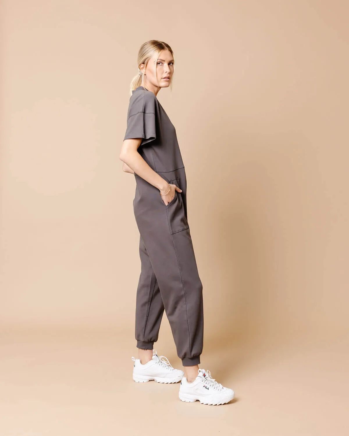 Sienna V-Neck Short Sleeve Jumpsuit | M-3XL