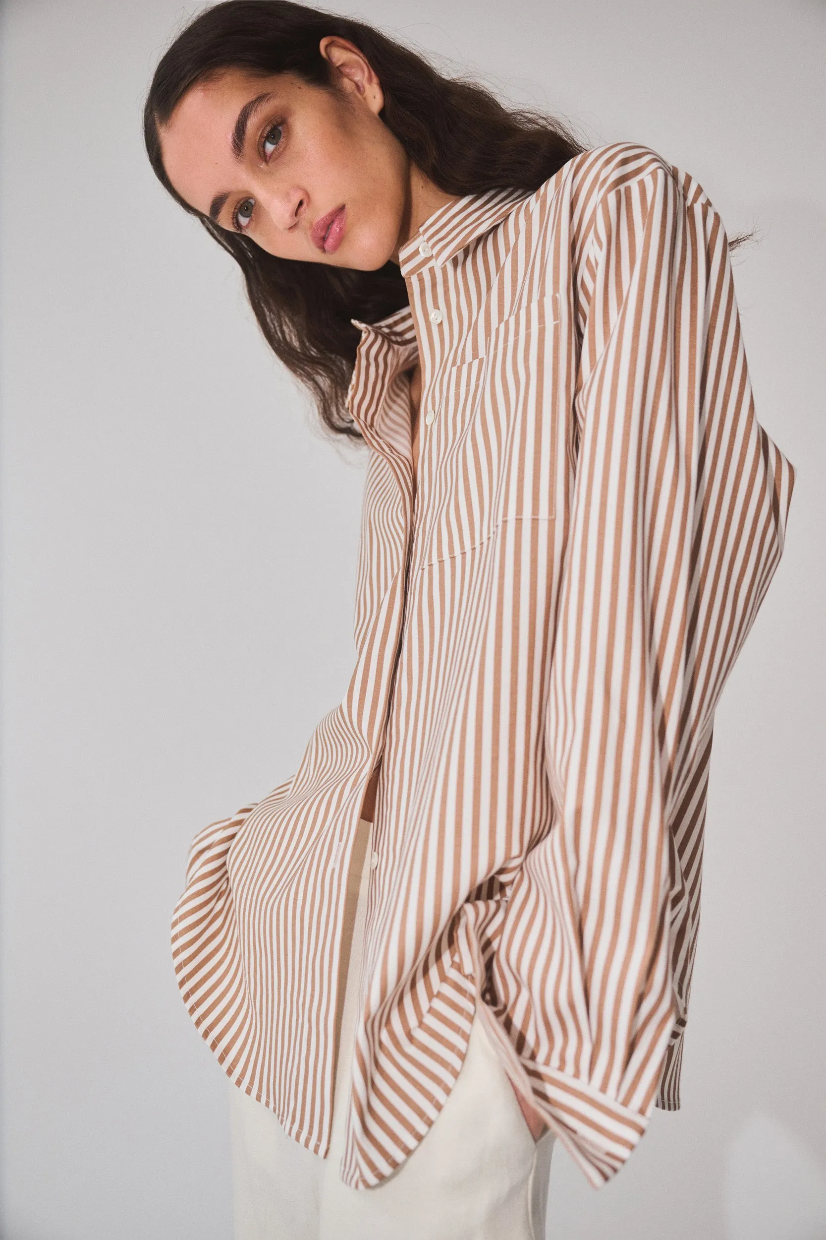 stripe drop-shoulder shirt