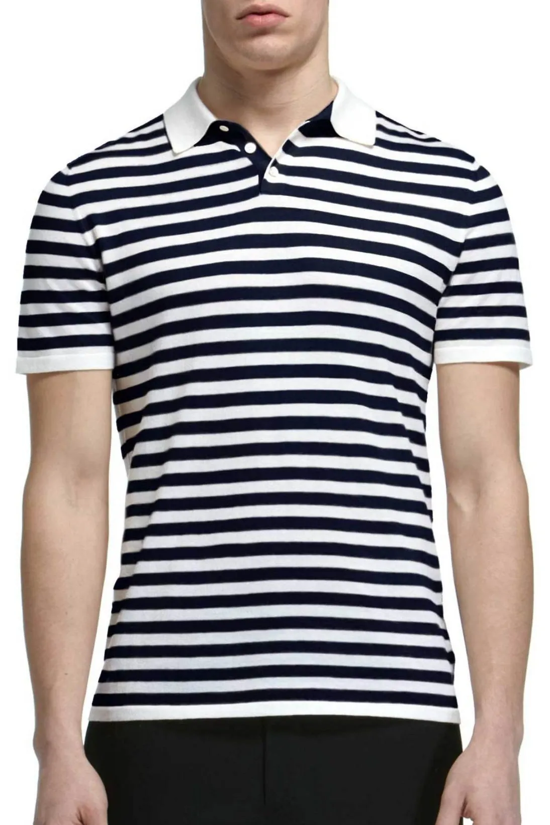 STRIPED COTTON CASHMERE POLO