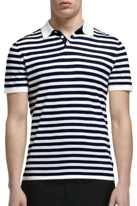 STRIPED COTTON CASHMERE POLO