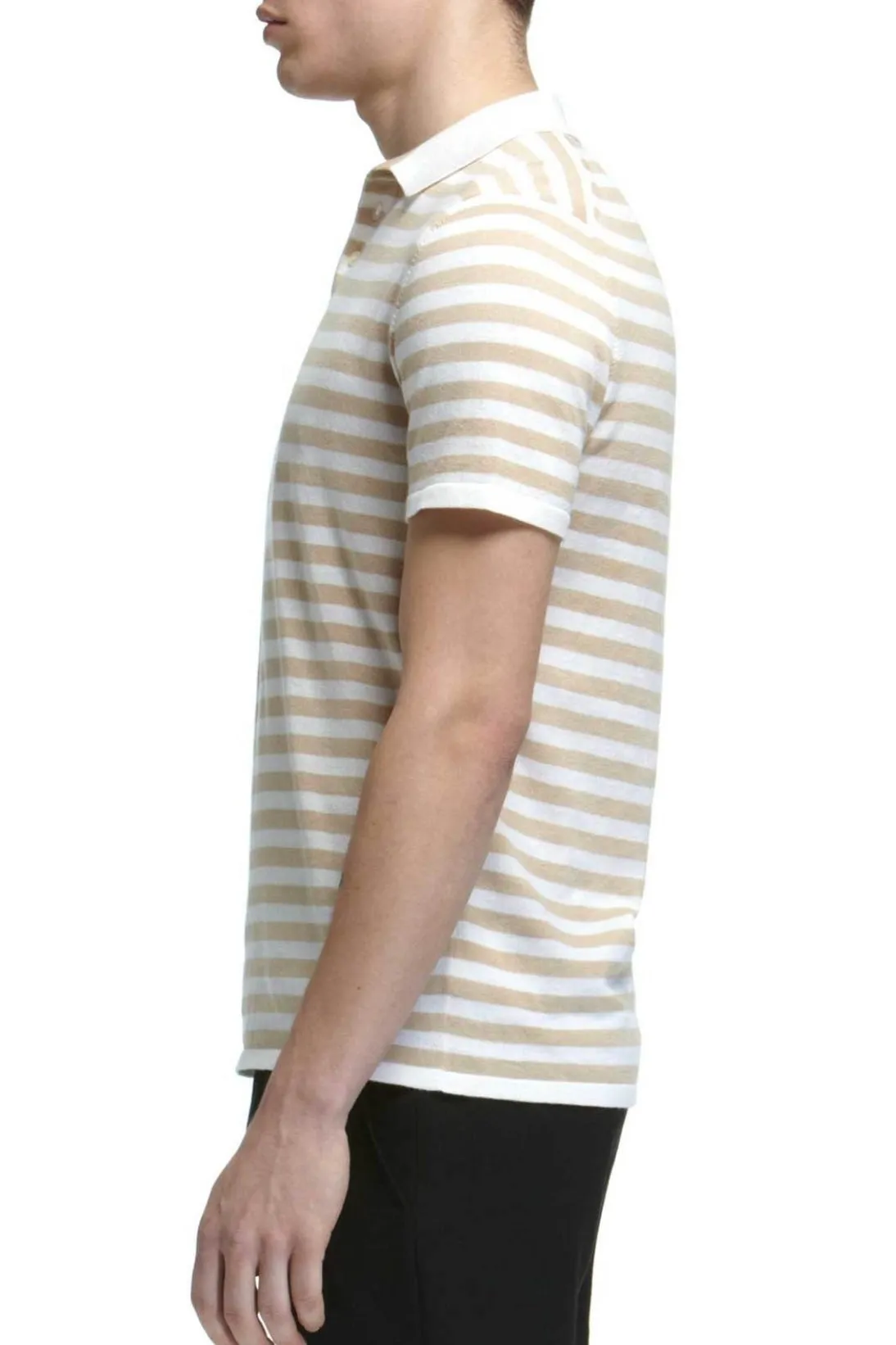 STRIPED COTTON CASHMERE POLO