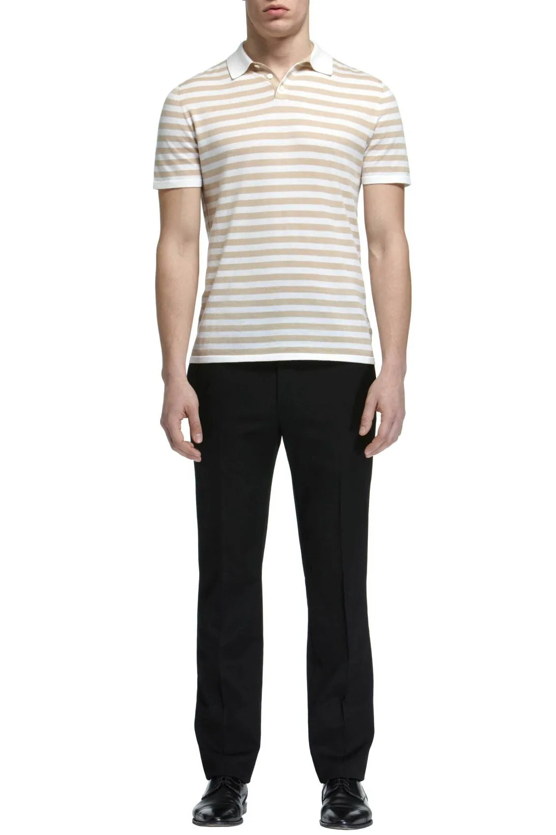 STRIPED COTTON CASHMERE POLO