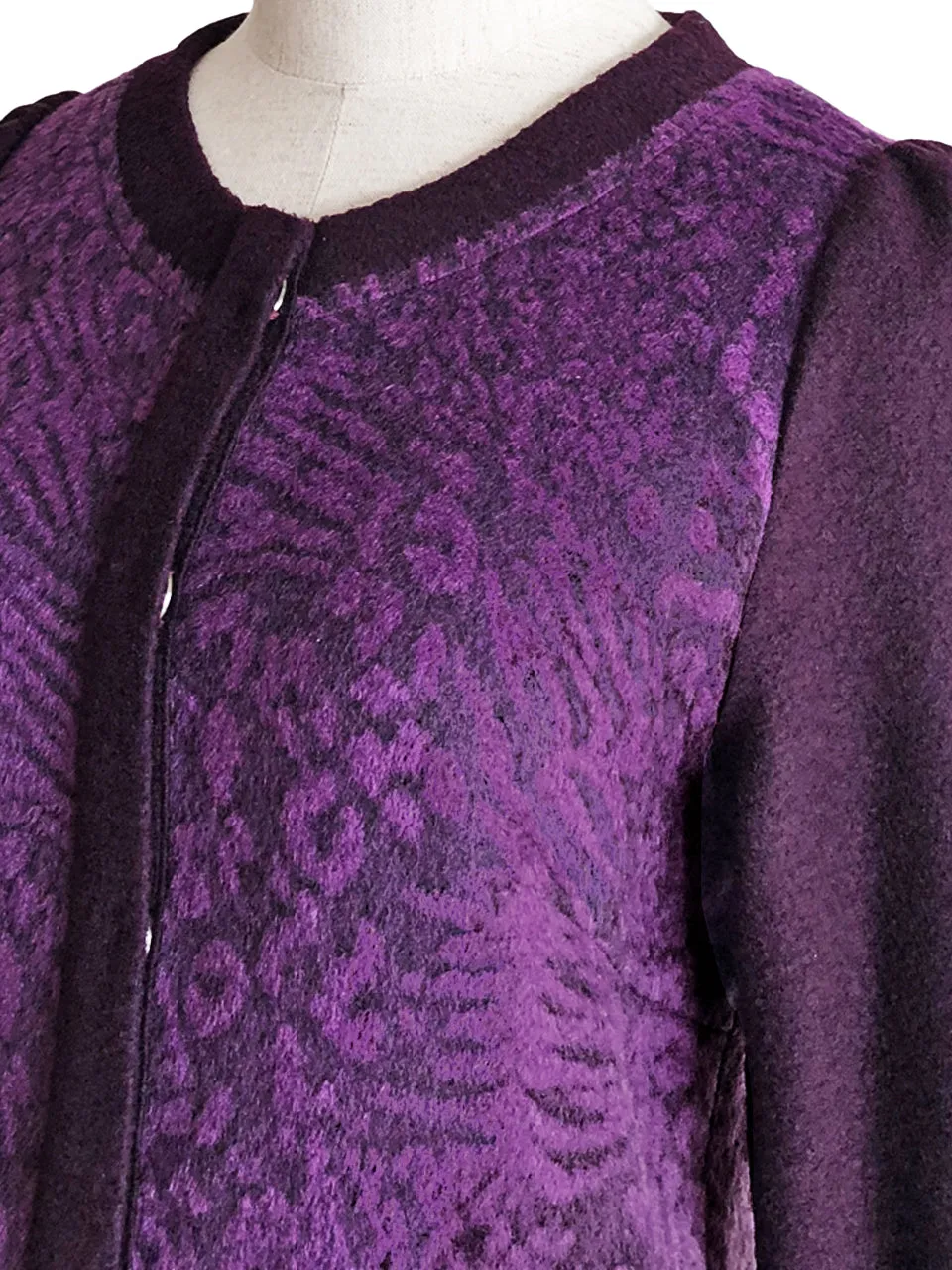 Surprise Sale! Wine Purple-Red Pattern Panel Woollen Cardigan