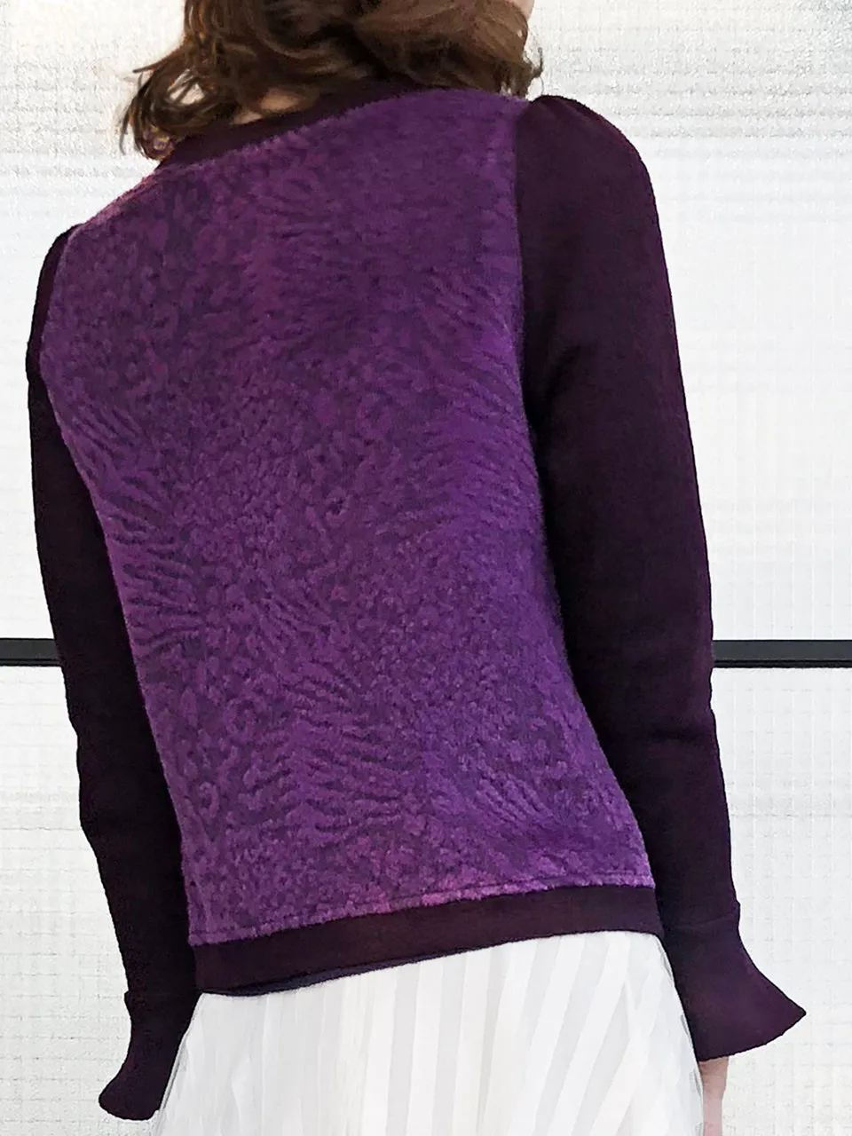 Surprise Sale! Wine Purple-Red Pattern Panel Woollen Cardigan