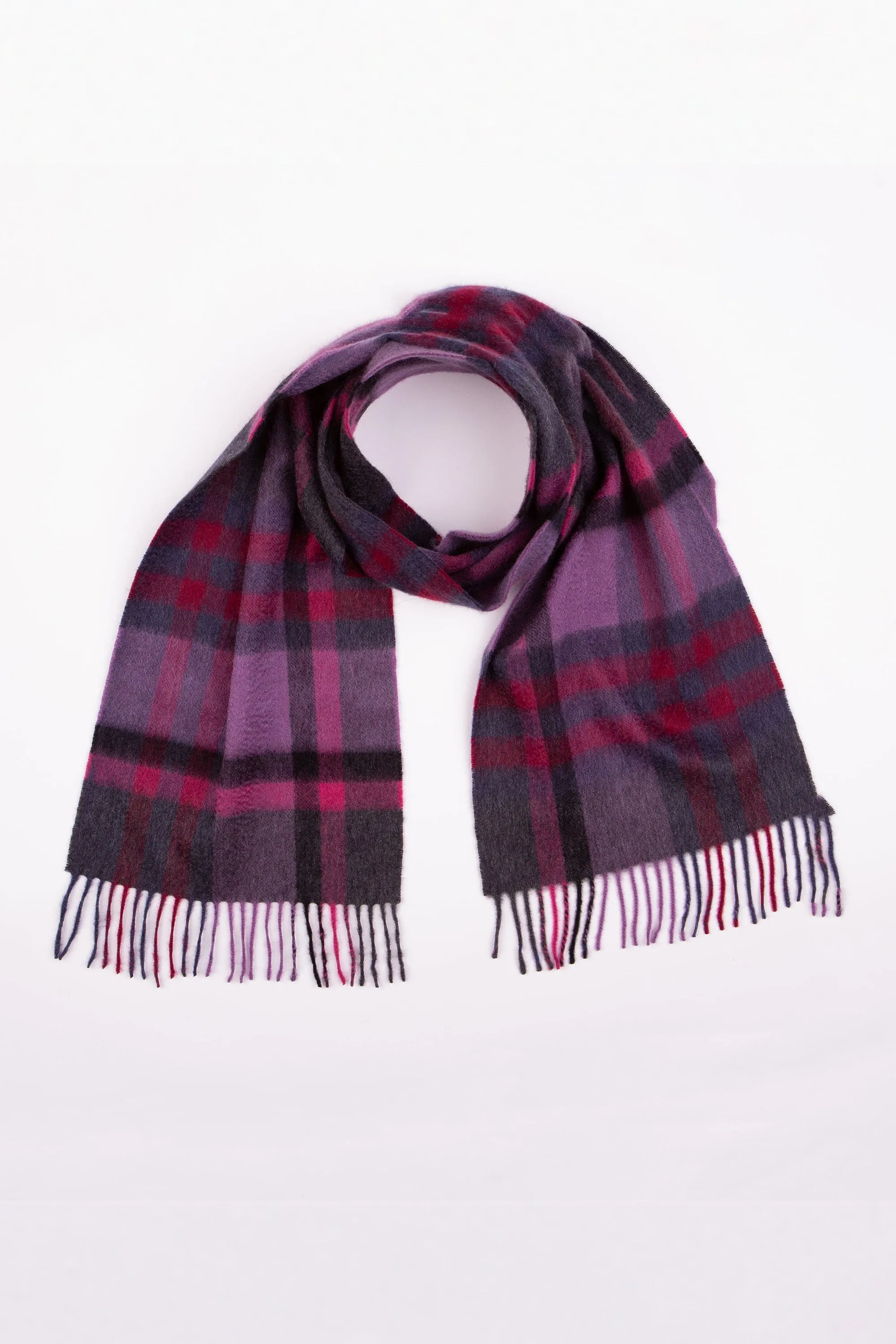 Tartan 2 Cashmere Scarf - Deep Purple