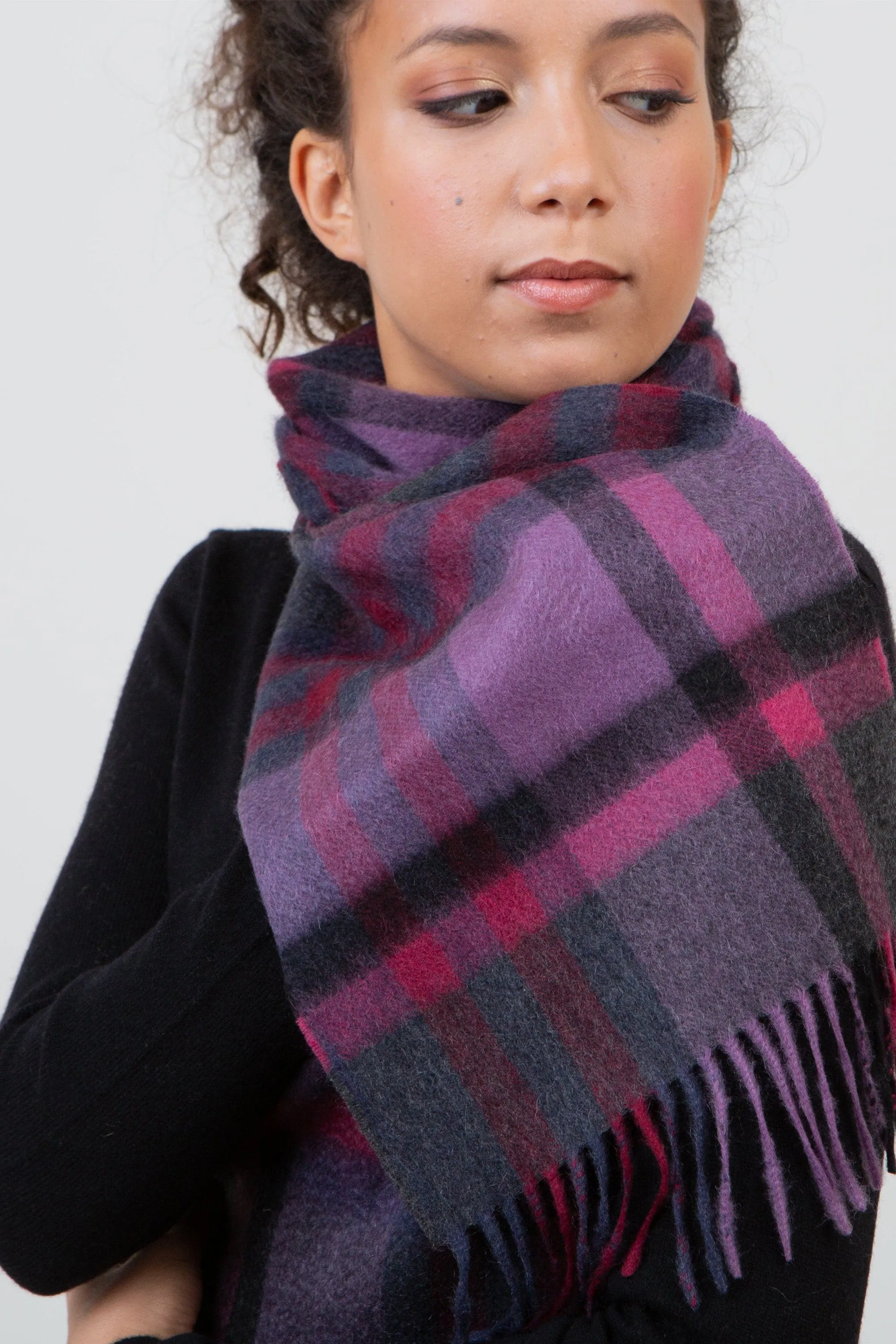 Tartan 2 Cashmere Scarf - Deep Purple