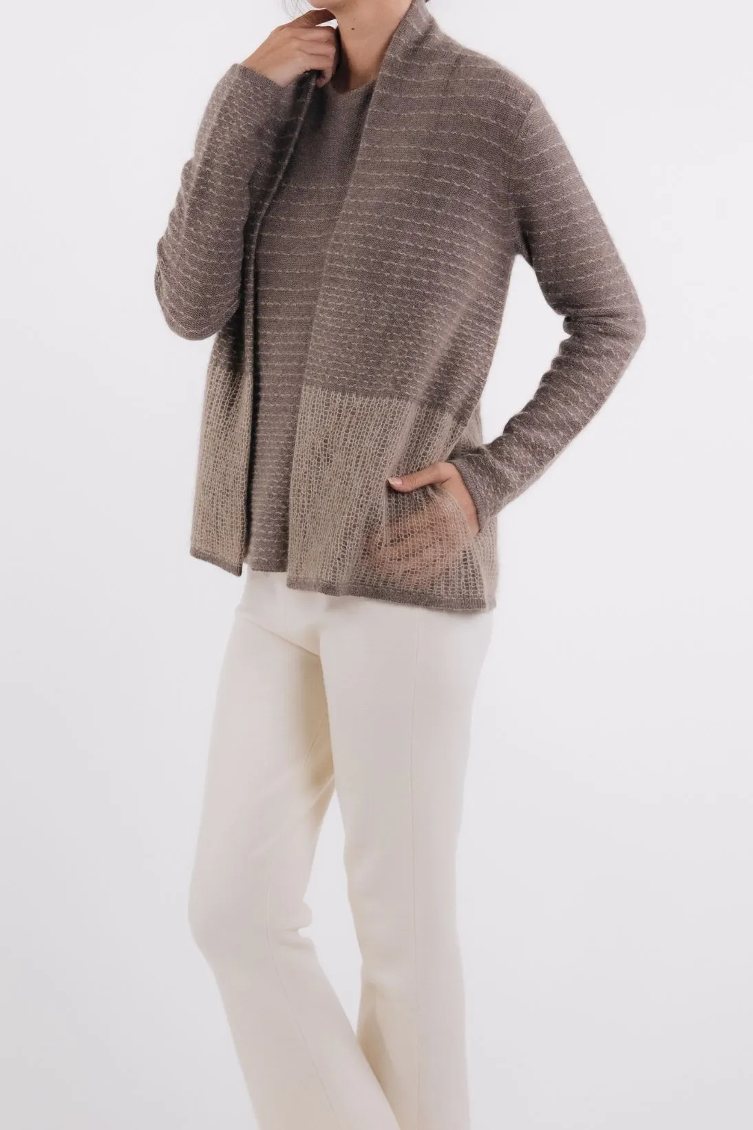 TICK STITCH MESH CARDIGAN