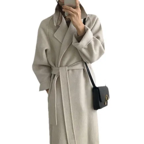 Toleet business casual outfits for women Double-Sided Cashmere Coat for Women 2024 New Small Mid-Length Autumn and Winter Elegant High-End Woolen Coat