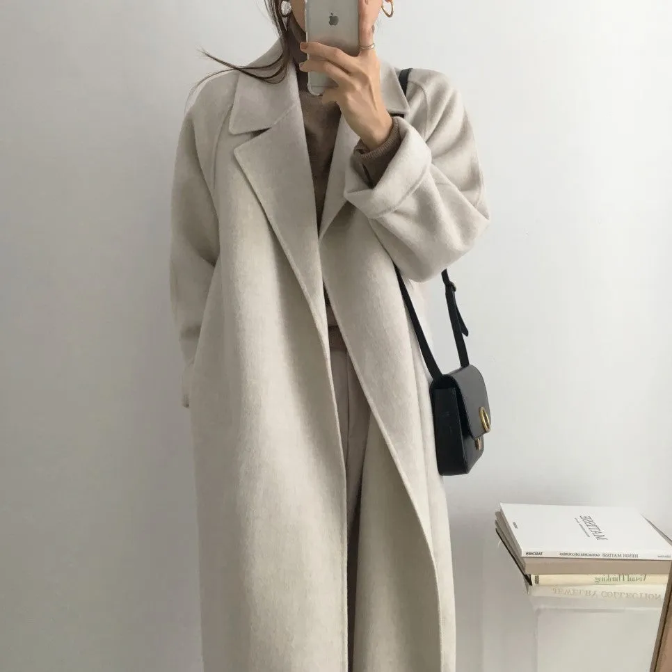 Toleet business casual outfits for women Double-Sided Cashmere Coat for Women 2024 New Small Mid-Length Autumn and Winter Elegant High-End Woolen Coat