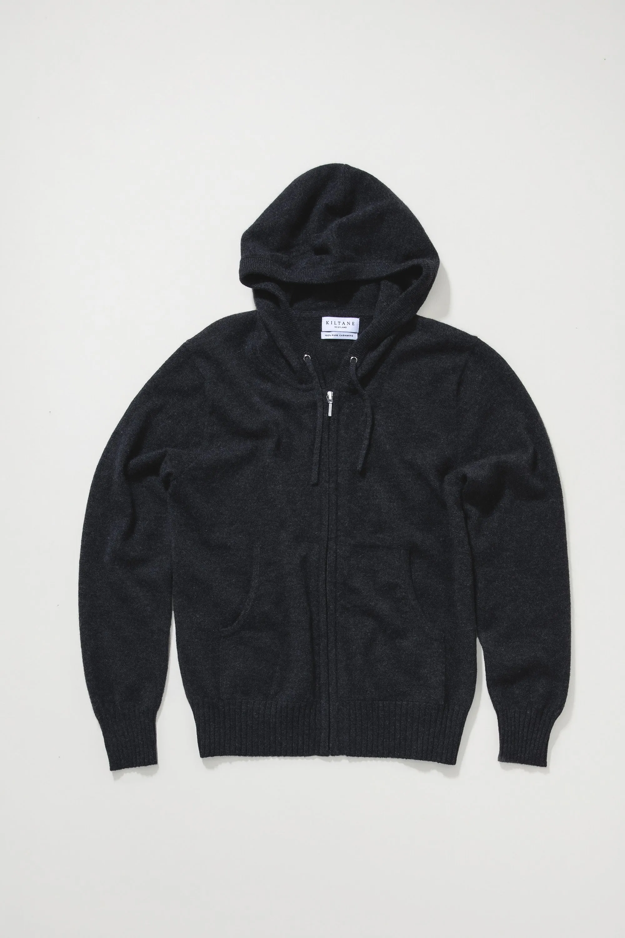 Unisex Cashmere Zip Hoodie - Charcoal