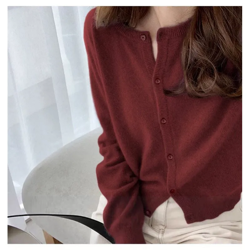 Wenkouban guys in skirts 2024 Wool Cardigan Women's Sweater Coat Cashmere Sweater Loose Solid Color