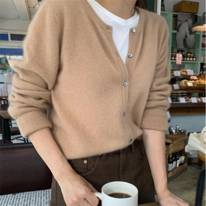 Wenkouban guys in skirts 2024 Wool Cardigan Women's Sweater Coat Cashmere Sweater Loose Solid Color